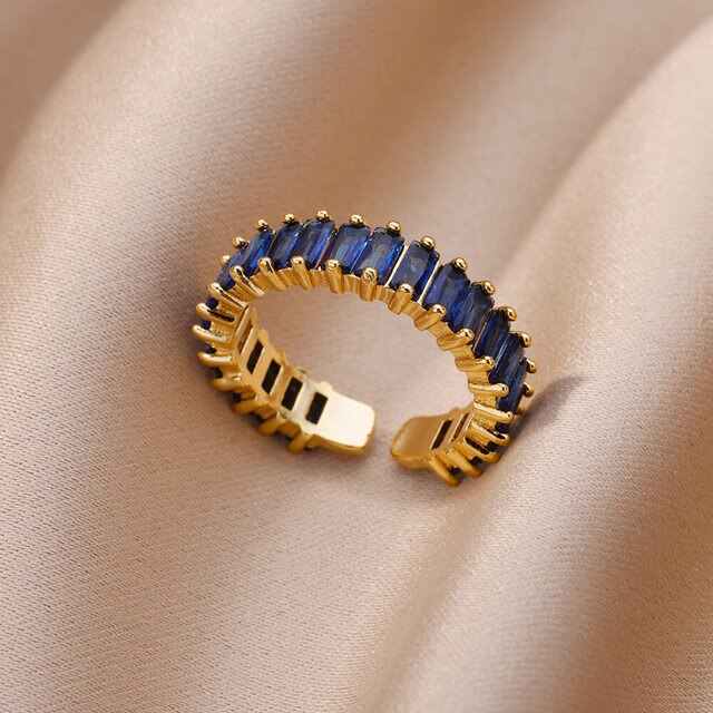Presley (blue) adjustable gold ring by Andrea