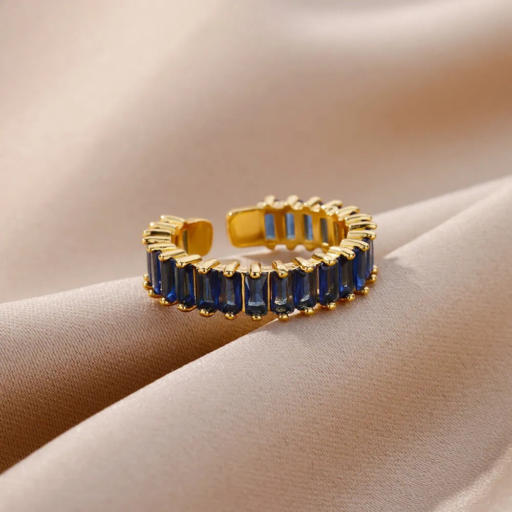 Presley (blue) adjustable gold ring by Andrea