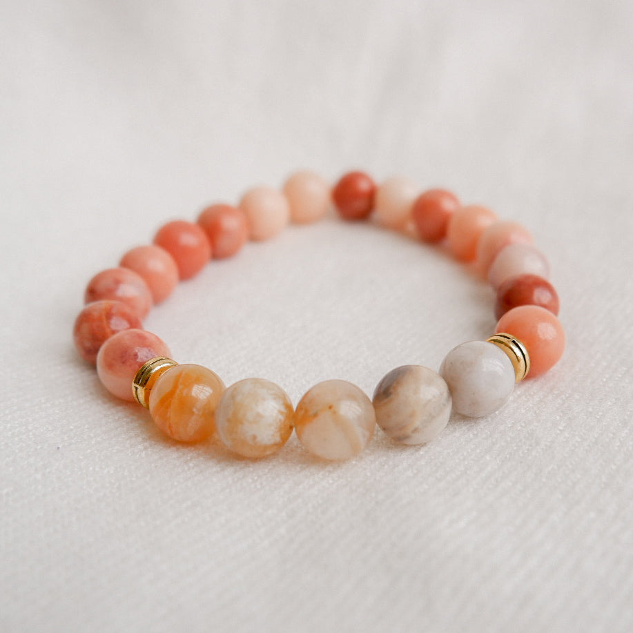 Pink Adventurine +Botswana Agate Stone Bracelet by Andrea