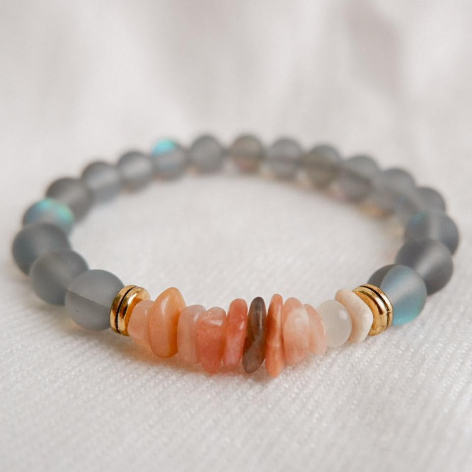 Moonstone + Sun Stone Bracelet by Andrea
