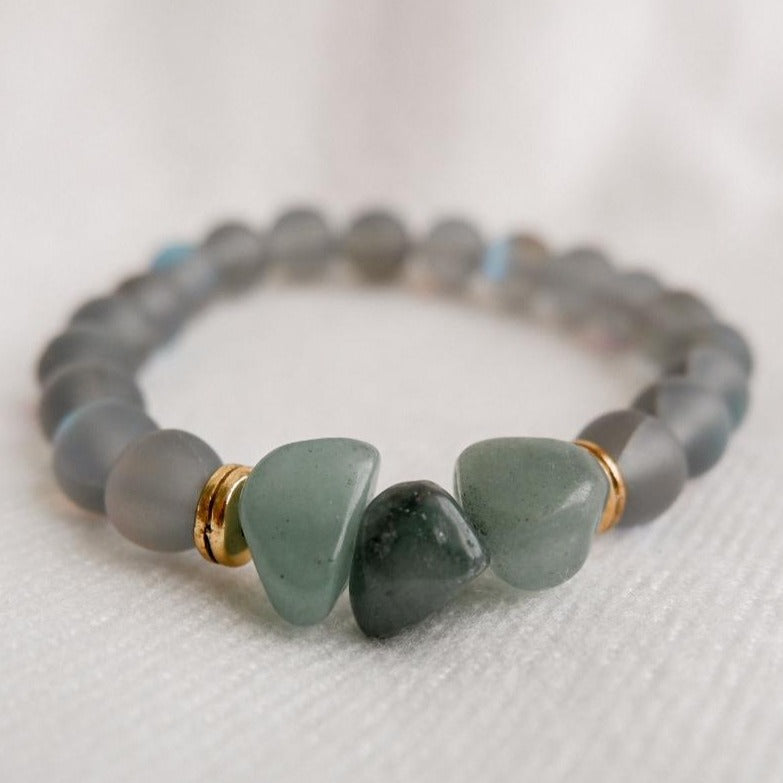 Moonstone + Jade Stone Bracelet by Andrea