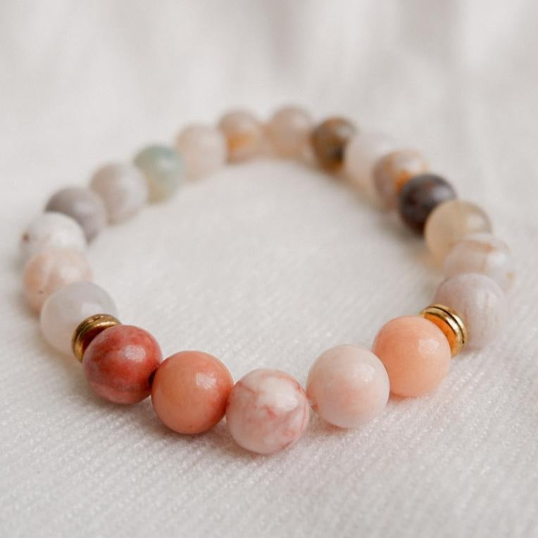 Botswana Agate + Pink Adventurine Stone Bracelet by Andrea