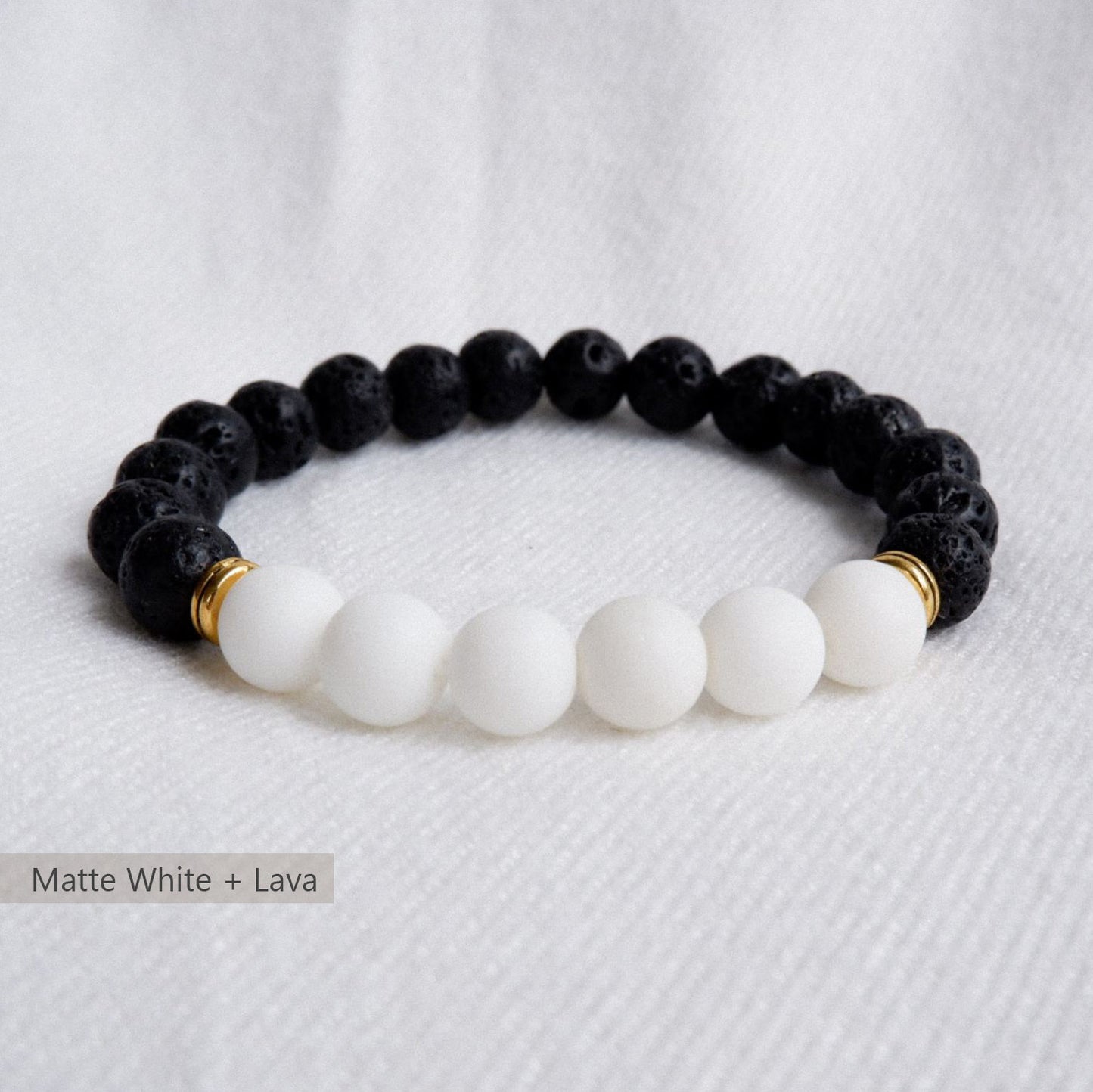 Matte White + Lava Stone Bracelet by Andrea