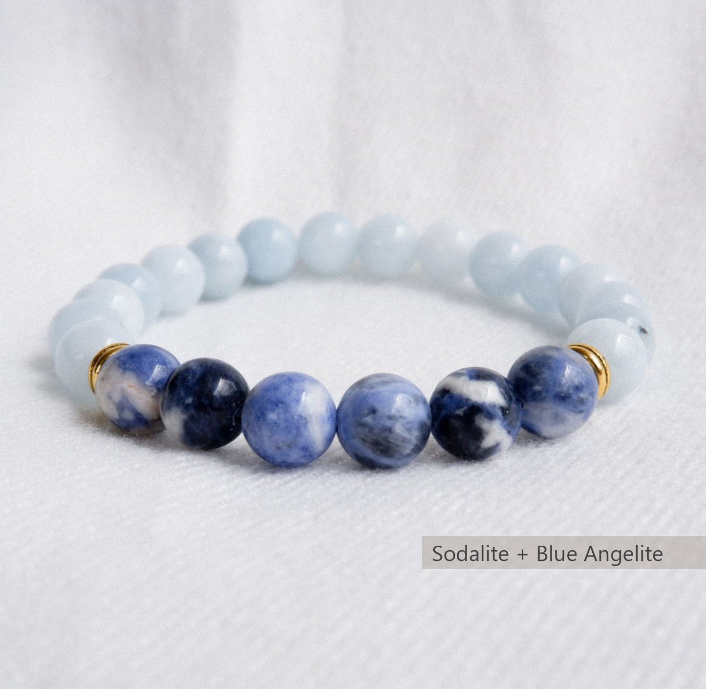 Moonstone + Sodalite Stone Bracelet by Andrea