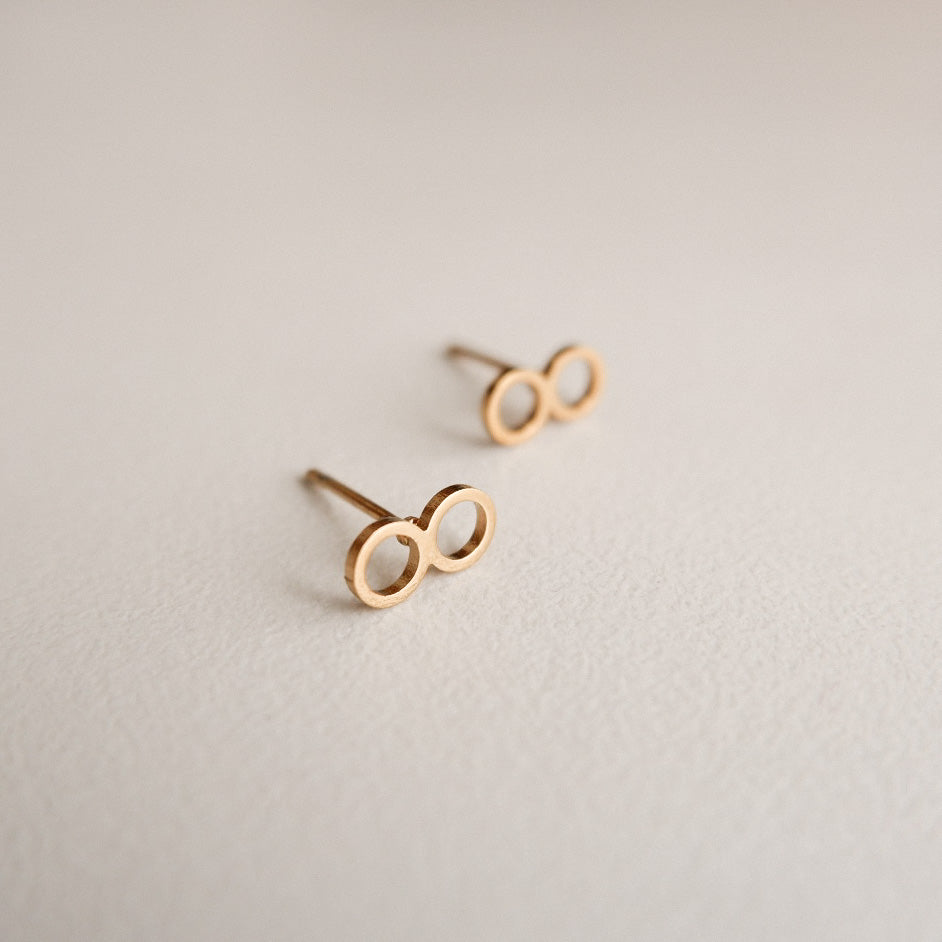 Infinity Gold Stud Earrings by Andrea