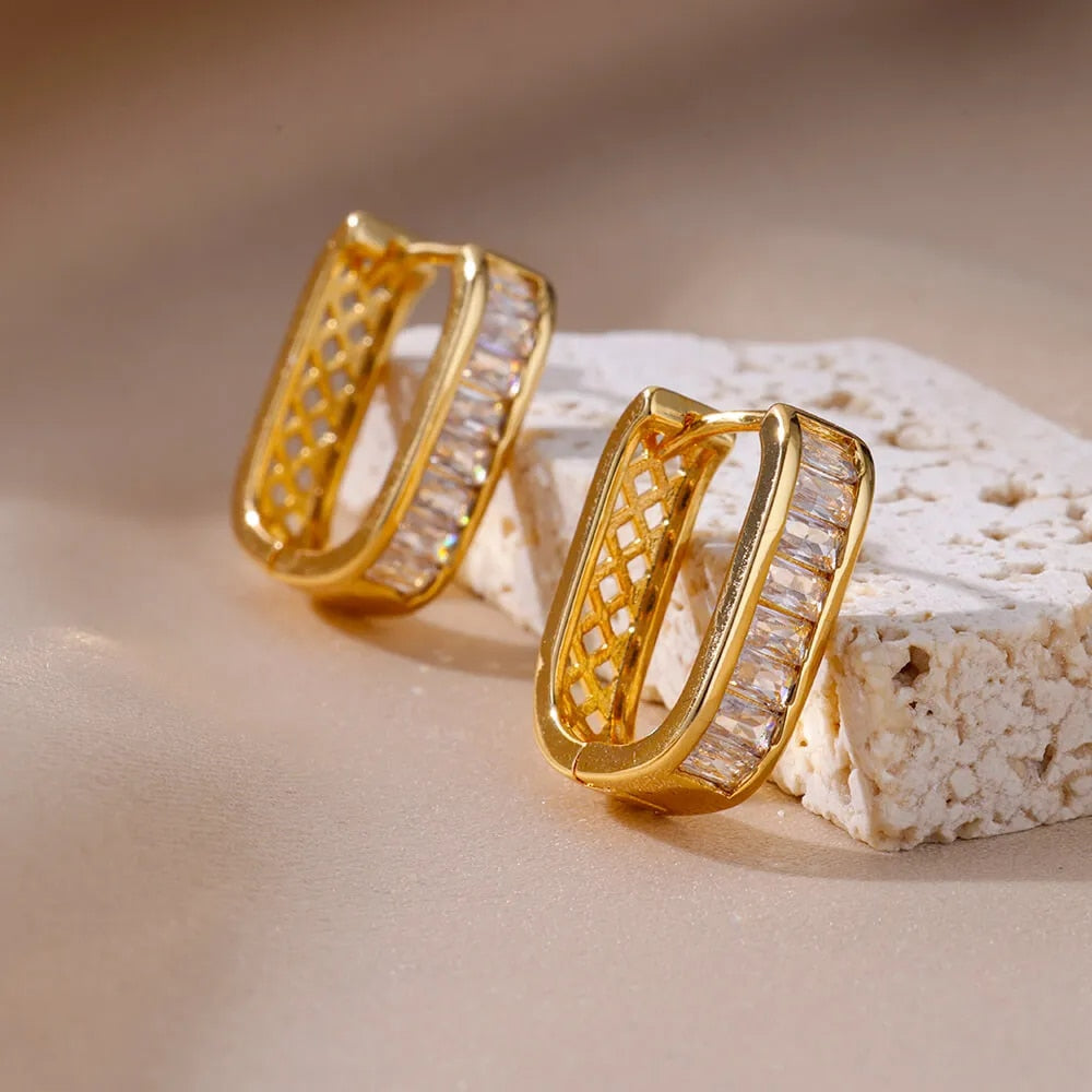 Autumn gold hoop earrings