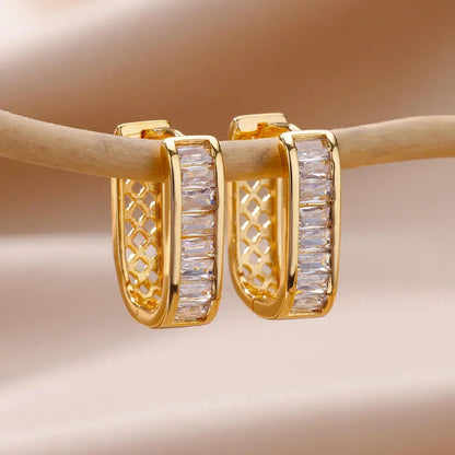 Autumn gold hoop earrings