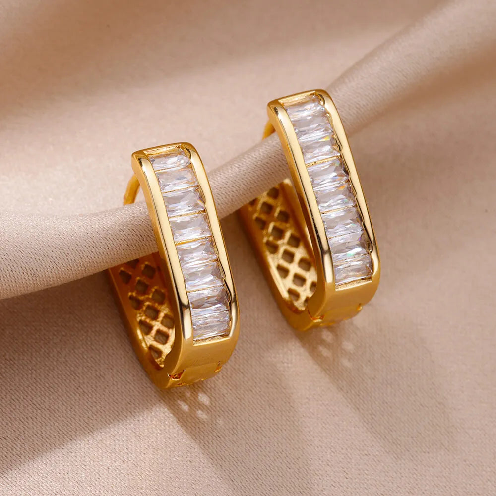 Autumn gold hoop earrings