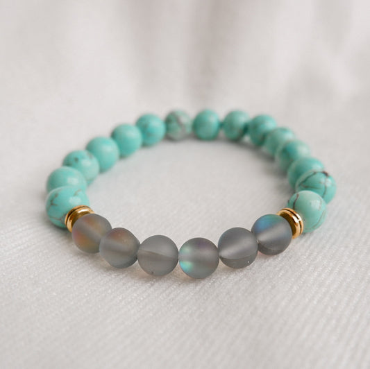 Turquoise+ Moonstone Stone Bracelet by Andrea